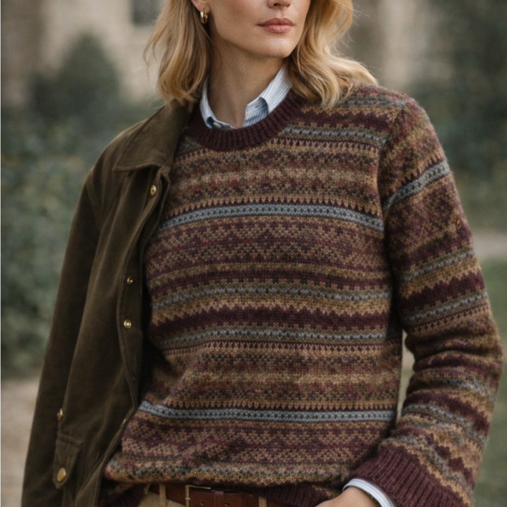 Women’s Fair Isle Lambswool & Cashmere Blend Patterned Sweater